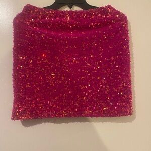 Pink Sequin Mini Skirt